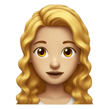 Girl with some freckles and honey colored hair with wavy hair and pale sticker