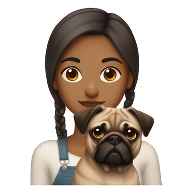 brown girl straight hair with pug sticker