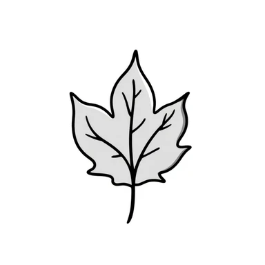 An autumn leaf with detailed veins in pastel colors (dd9fb0, ffc6d3, a3bfc9, c4bee2, f1b091), hand-drawn doodle style sticker