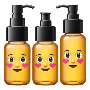 emoji of three beauty products (tube, serum, jar), wit labels, minimalistic but luxury design (realistic) sticker