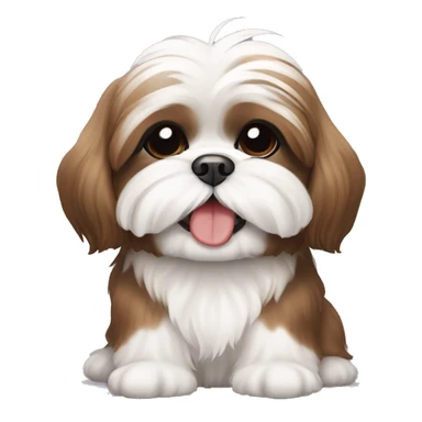 Brown and white shih tzu sitting and smiling  sticker