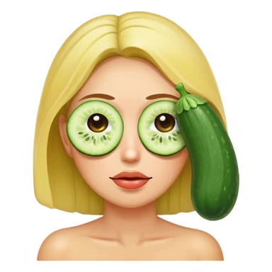 a women with cucumbers on her eyes resting sticker