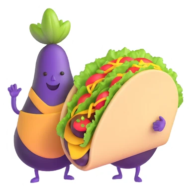 taco and eggplant together sticker