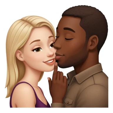 White girl and black man kissing sticker