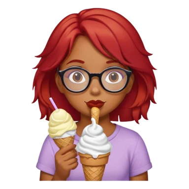 a brown girl with glasses and ice cream and red hair  sticker