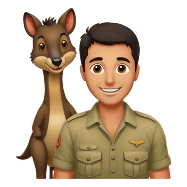 Cinematic Realistic Steve Irwin Portrait Emoji, depicted as a passionate wildlife expert in his signature khaki attire with an enthusiastic smile and a backdrop of the Australian outback, rendered with vibrant textures and dynamic natural lighting that captures his adventurous spirit. sticker