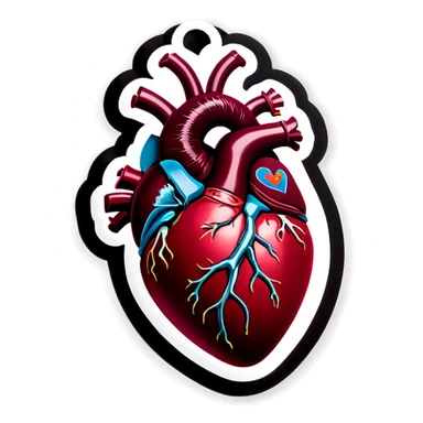 Burgundy anatomical heart  sticker