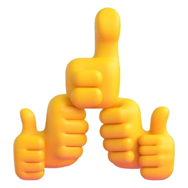thumbs up emoji, 3D Microsoft style, clear and positive sticker
