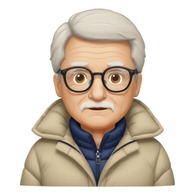 old man in puffy winter coat, wearing glasses sticker