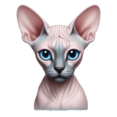 Pink and grey sphynx cat with blue eyes and black nose sticker