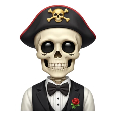 Pirate skeleton with bow tie sticker