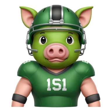 american football player pig green sticker