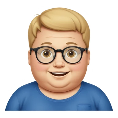 obese boy with spectacles sticker