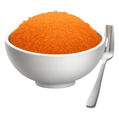 Dark Orange rice in a plate no face, and add fork in sticker