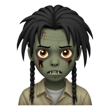 Boy, zombie, black hair, medium long, emo, dreads, dark, spooky, creepy expression sticker