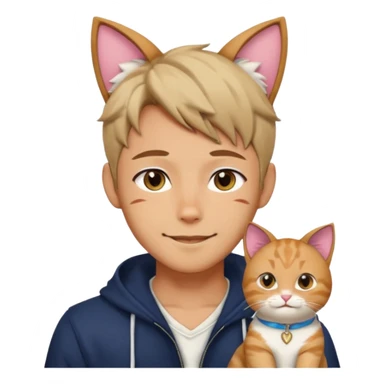 Cute Sexy Korean Japanese Handsome Attractive Romantic Shoujo-Anime-style gentleMan with cat ears   sticker