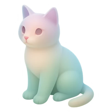illustration of a sitting cat with soft pastel colors and translucent effect, matte glass style sticker
