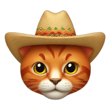 red cat with a mexican hat face sticker