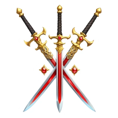 Golden fiery royal two crossed swrods with red gem and golden blade sticker