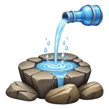 water pouring onto rocks with steam sticker