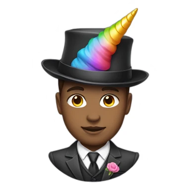 Posh-boy-with-suit-and-rainbow-unicorn-hat sticker