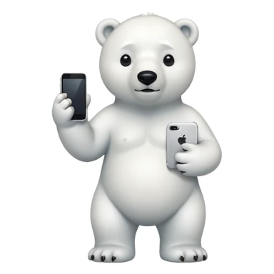 Polar Bear standing body with iphone in hand  sticker