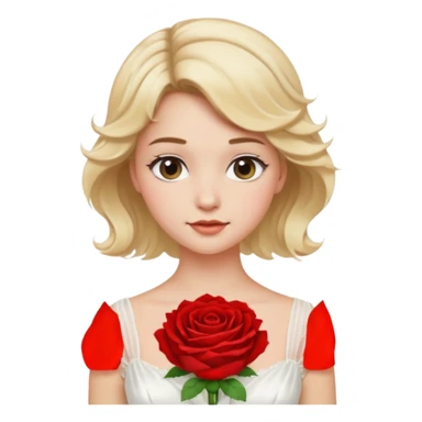 Bride with short wavy blonde hair, pink background and white silk chemise dress sticker