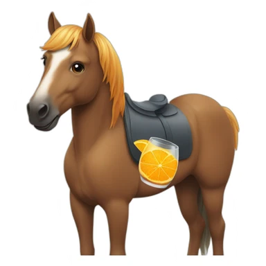 a horse drinking orange juice sticker