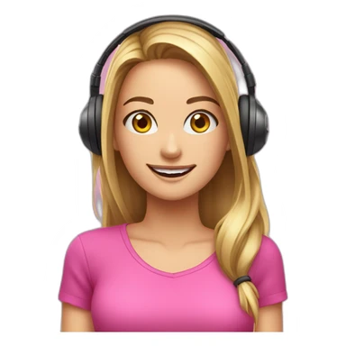 iJustine wearing pink shirt wearing gaming headset celebrating sticker
