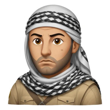 an angry Iraqi, in profile, chest-high sticker