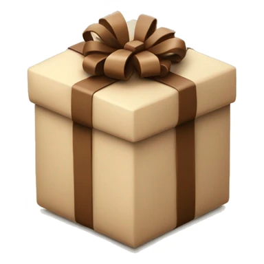 3d beige christmas gift with brown bow around sticker