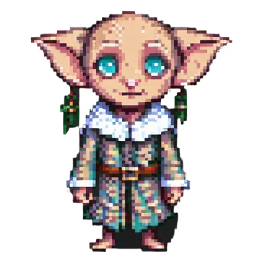 Dobby the house-elf from Harry Potter, pixel art style sticker