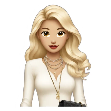 Blonde Chanel Asian Girl with Birkin bag and Chanel necklace sticker