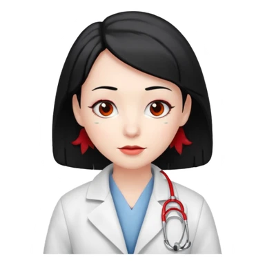 doctor with black hair and red hairclips  sticker