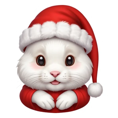 white rabbit in christmas hat sticker