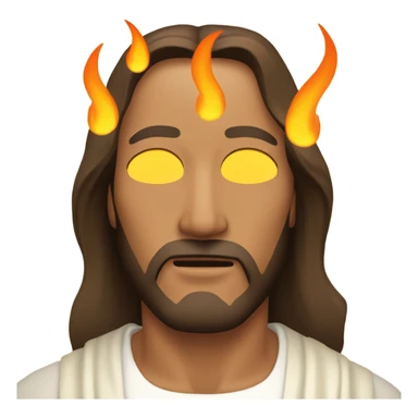 Jesus with flame emojis over his eyes  sticker