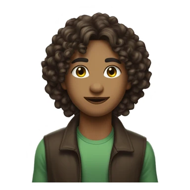 long curly hair,eyes with a hint of green, eyes positive  canthal tilt ,medium thick shaped eyebrows in dark brown, and medium thin lips, round face shape, soft jawline, full body, american sticker