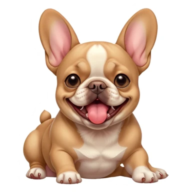 Cinematic Cute Yawning Fawn French Bulldog Portrait Emoji, Head tilted slightly with a dramatic, wide-open yawn, showcasing a sleek fawn coat with a refined texture, floppy ears slightly drooping, round dark eyes barely open in drowsy contentment, Simplified yet irresistibly adorable features, highly detailed, glowing with a soft, cozy glow, high shine, relaxed yet expressive, stylized with a touch of whimsy, bright and endearing, soft glowing outline, capturing the essence of a sleepy yet affectionate companion, so drowsy it feels like it could stretch out of the screen and curl up for a nap! sticker