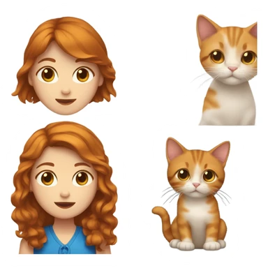Girl with brown hair blue eyes with ginger maincoona cat sticker