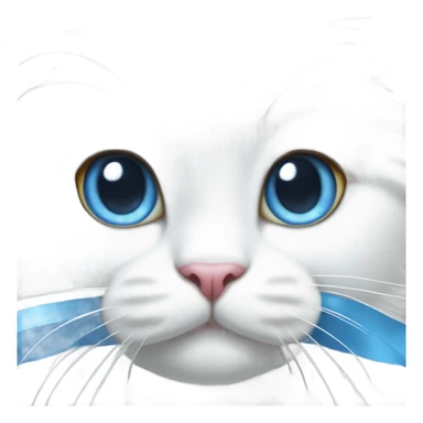 Thick fur white cat cute with soft blue ribbon in her head sticker