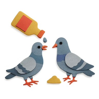 poisoning pigeons in paper craft style sticker