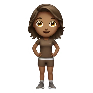 Slim Girl standing up in brown gym outfit with brown hair  sticker