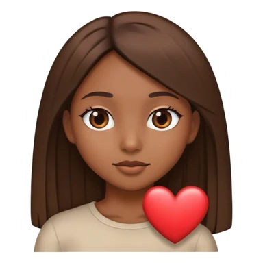 chica con cabello liso y corazón marrón  sticker