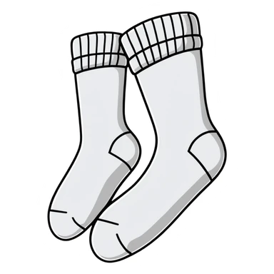 white sock bottom view showing sole texture and pattern sticker