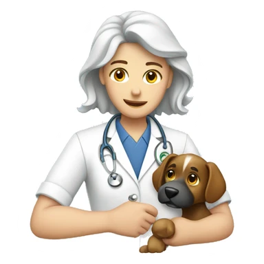 Veterinarian examining pet sticker