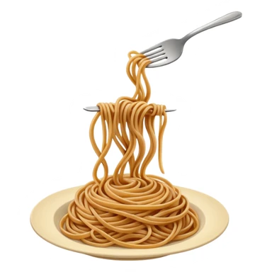 realistic whole wheat spaghetti twirled on a fork, brownish noodles, appetizing sticker