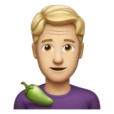 white Man with big eggplant sticker