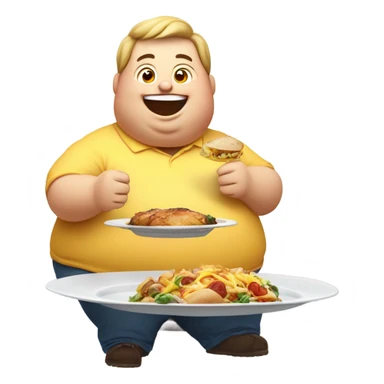 happy fat person eating sticker