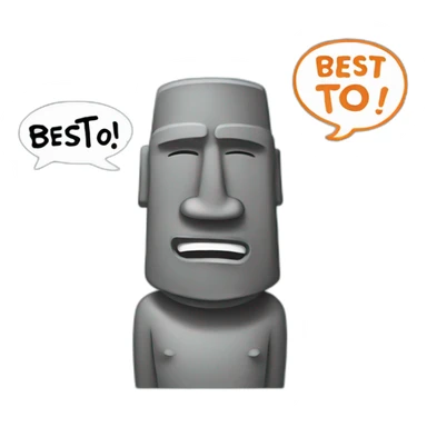 a moai with a comics bubble saying "Bestooo" sticker