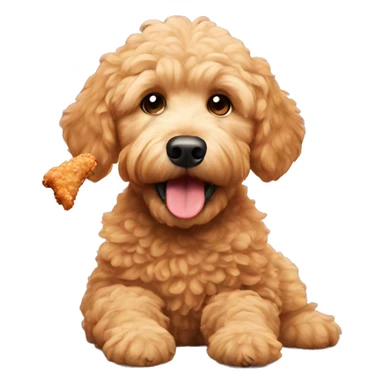 Mini golden doodle eating fried chicken sticker